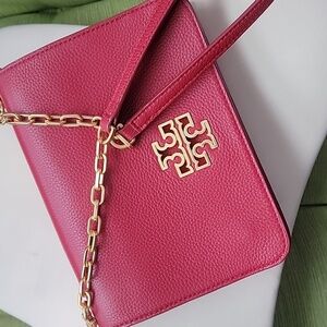 Tory Burch Red Crossbody Bag with Gold Accents